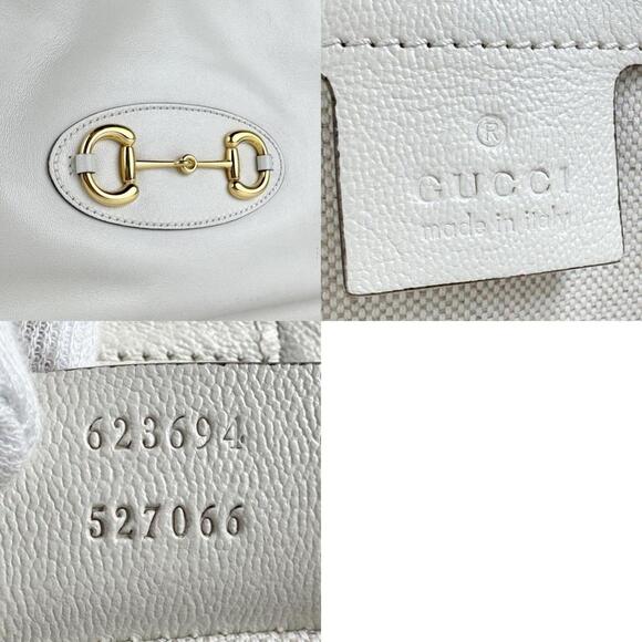GUCCI White Leather Horsebit Shoulder Bag - Picture 5 of 5